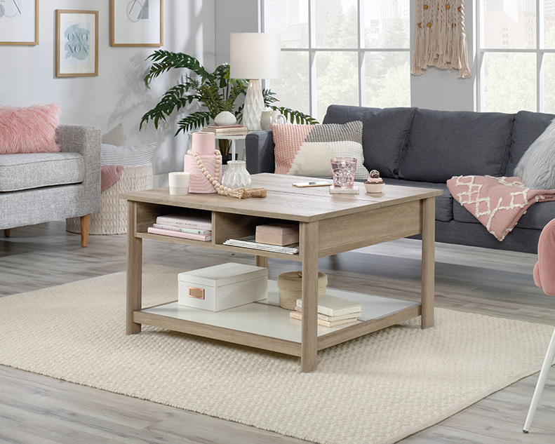 Sauder Anda Norr® Oak Finish Pop-Up Coffee Table with White 427348 ...