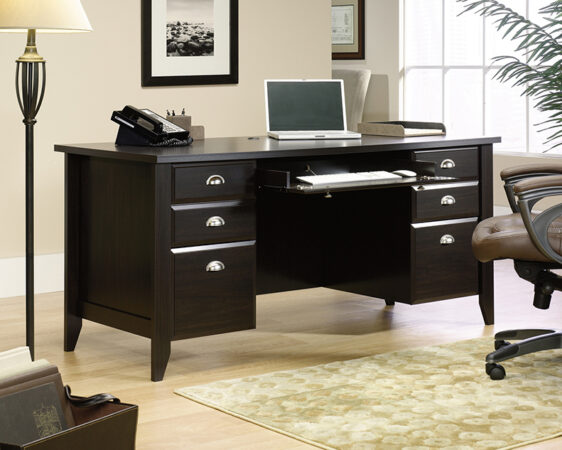 executive office desk with pull-out keyboard tray