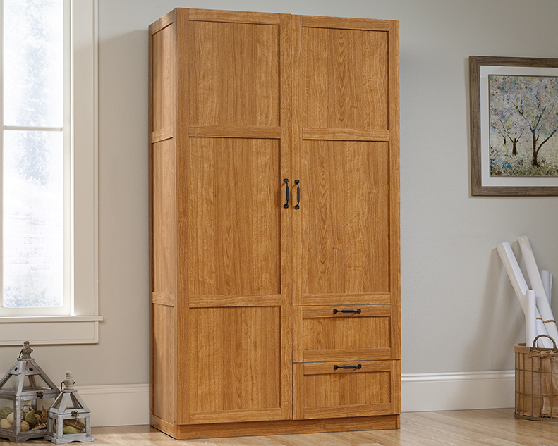 Homeplus 2 Door Farmhouse Storage Cabinet Salt Oak - Sauder