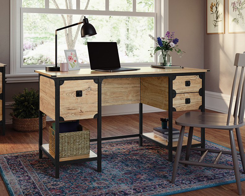 Computer Desk, Home Office Corner Writing Desk w/Drawers, Pen Holder