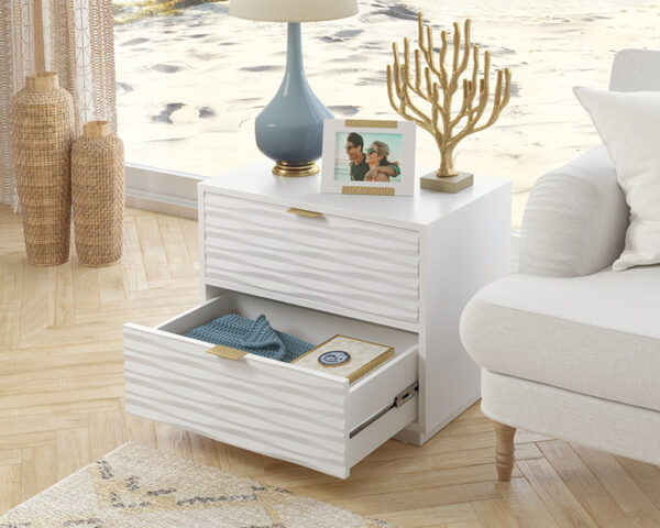 Sauder Select Decorative 2-Drawer Side Table in White - Image 2