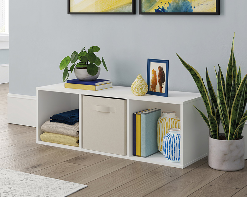 Sauder - Soft White 3-Shelf Storage Cubby