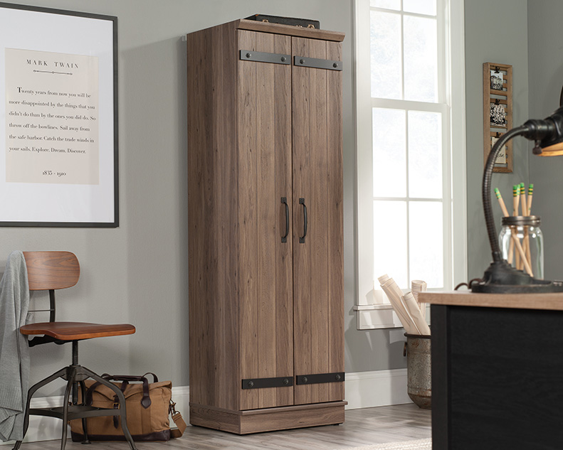 Homeplus 2 Door Farmhouse Storage Cabinet Salt Oak - Sauder