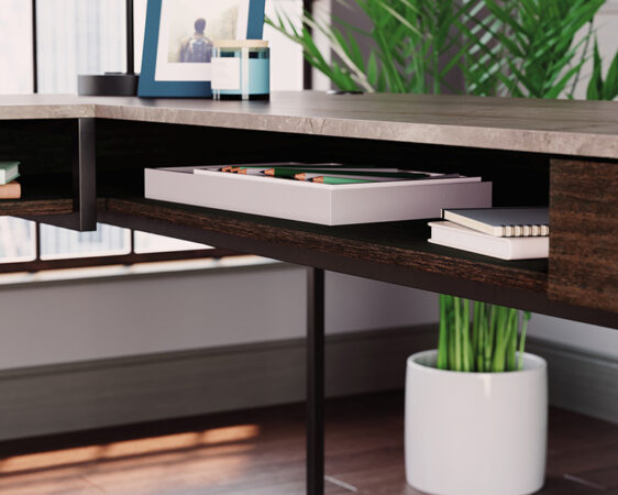 Sauder International Lux L-Desk - Umber Wood
