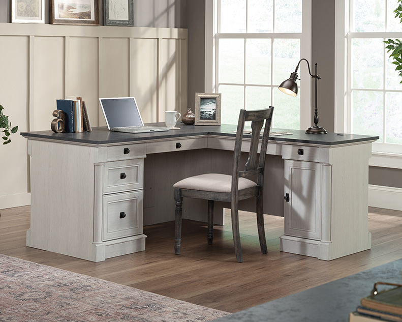 Sauder Palladia® LShaped Home Office Desk in Glacier Oak 432725