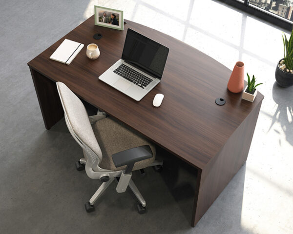 60" Bowfront Executive Desk in Noble Elm - Image 3