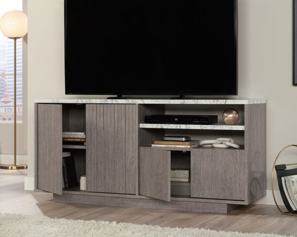 Contemporary TV Credenza in Ashen Oak - Image 2