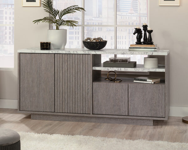 Contemporary TV Credenza in Ashen Oak - Image 3